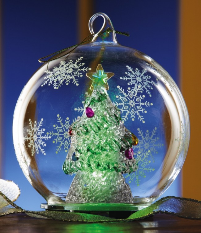 Lighted Christmas Tree Glass Ball Ornament
