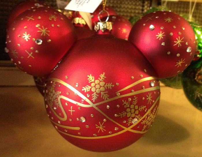 Disney Parks Mickey Ears Red & Gold Ornament Christmas