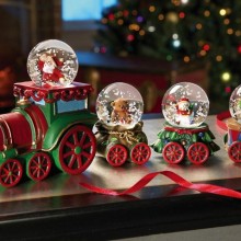 Santa's Collectible Christmas Miniature Snow Globe Train