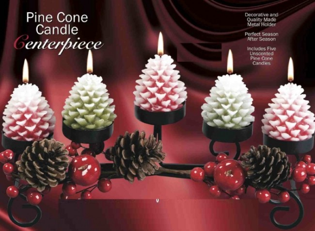 Holiday Pine Cone Candle Centerpiece