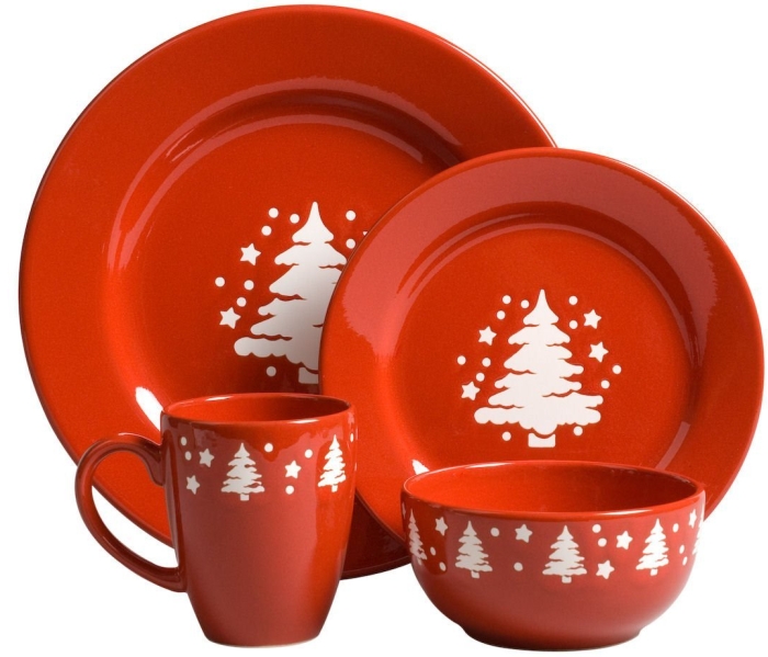 Trees Christmas 16-Piece Dinnerware Place Setting