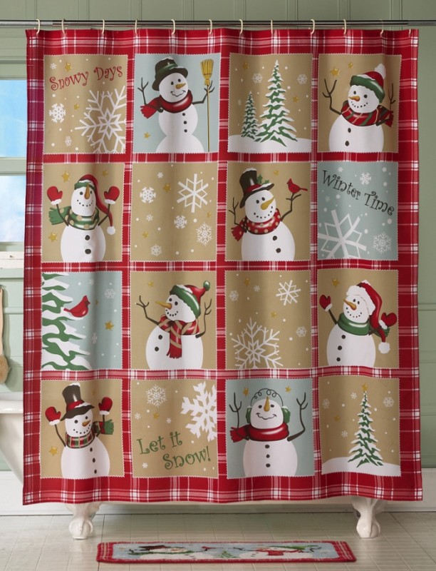 Snow Time Country Snowman Holiday Shower Curtain