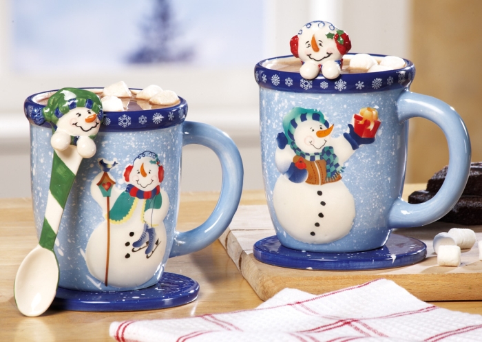 Snowman Holiday Mug and Spoon Gift Set