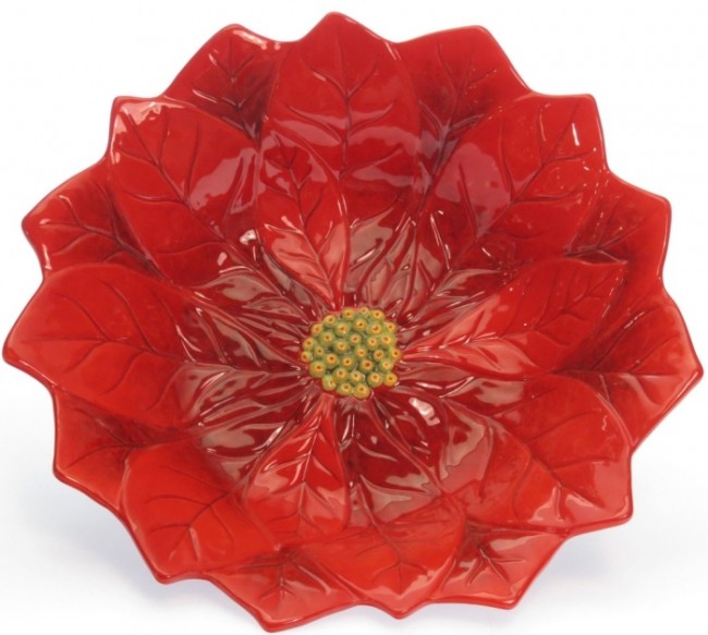 Holiday Poinsettia 13-Inch 3D Serving Bowl