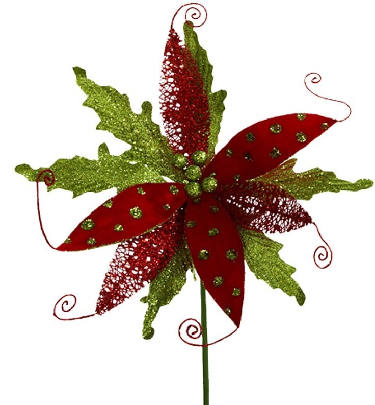 Red and Green Poinsettia Stems