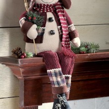 Singing Primitive Country Holiday Snowman Decoration