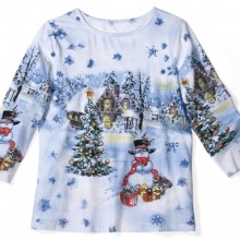 Christmas in Snowy Woods Sequin Holiday Top