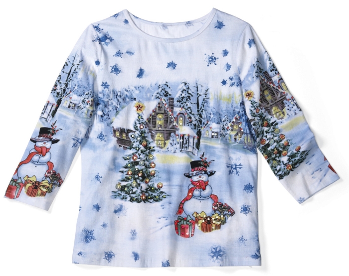 Christmas in Snowy Woods Sequin Holiday Top