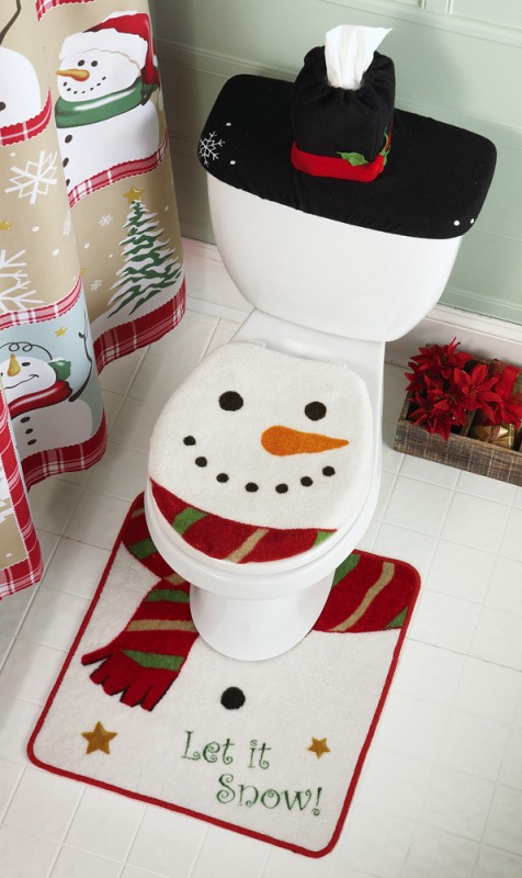Snow Time Country Snowman Commode Set