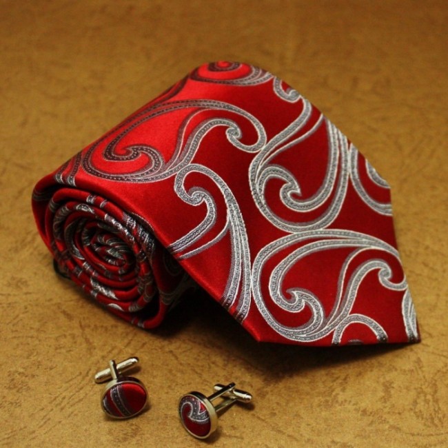 Burgundy Pattern Men with Ties