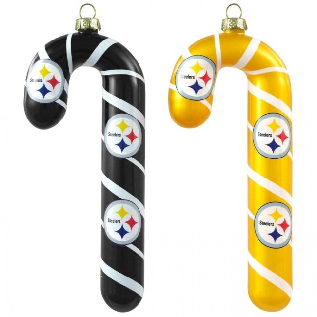 NFL Pittsburgh Steelers Blown Glass Candy Cane Ornament Set