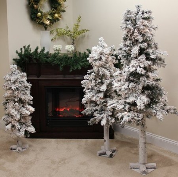 Set of 3 Flocked Woodland Alpine Artificial Christmas Trees