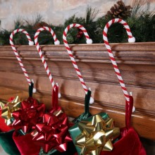 Set of Four Candy Cane Stocking Holders