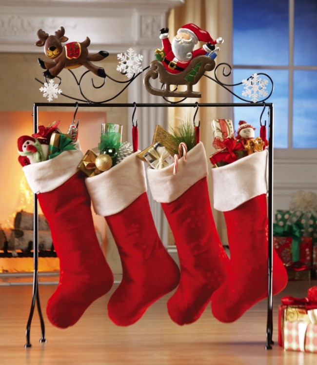Santa & Reindeer Floor Stocking Holder