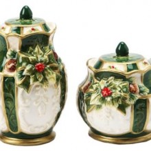 Gifts Emerald Holiday Holly Salt and Pepper Set