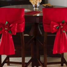 Red Holiday Bow Dining Chair Back Covers