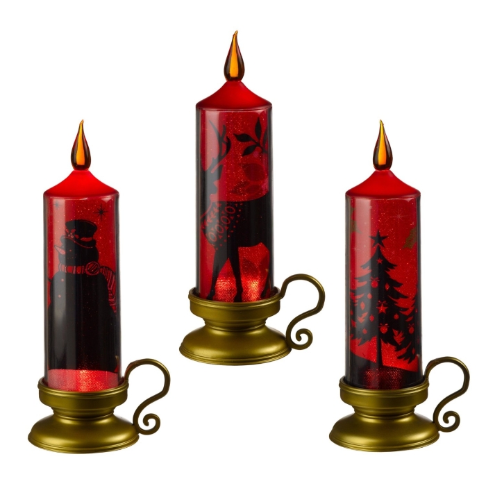 Old World Silhouette Window Sill Battery Operated Candle Lantern