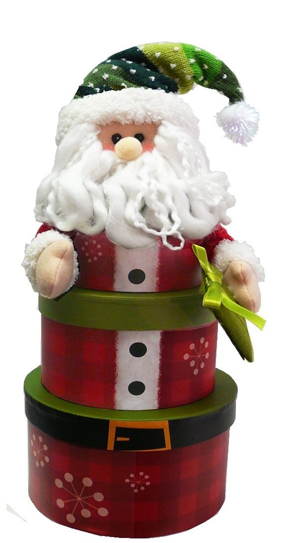 Santa Claus Stacking Tower Christmas Holiday Gift Basket