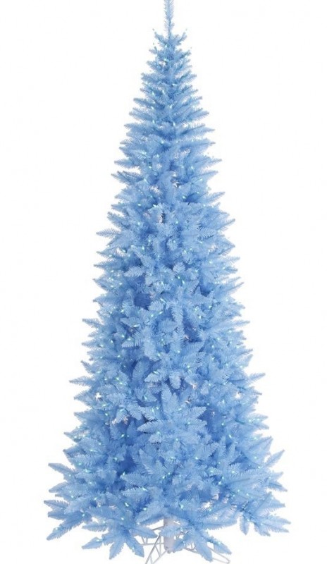 5.5' Pre-Lit Sky Blue Fir Slim Artificial Christmas Tree