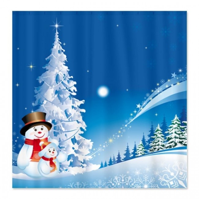 Snowman Christmas Shower Curtain