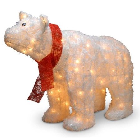 Pre-Lit Indoor-Outdoor Polar Bear with Red Scarf