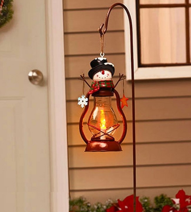 Holiday Solar Snowman Lantern Stake