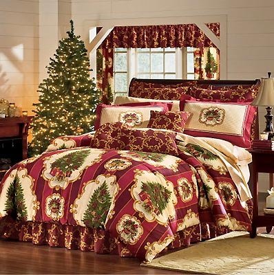 Christmas Tree Comforter Set 3pc Holiday Bedding Twin Size
