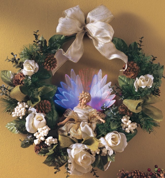 Fiber Optic Angel Wreath Holiday Decoration