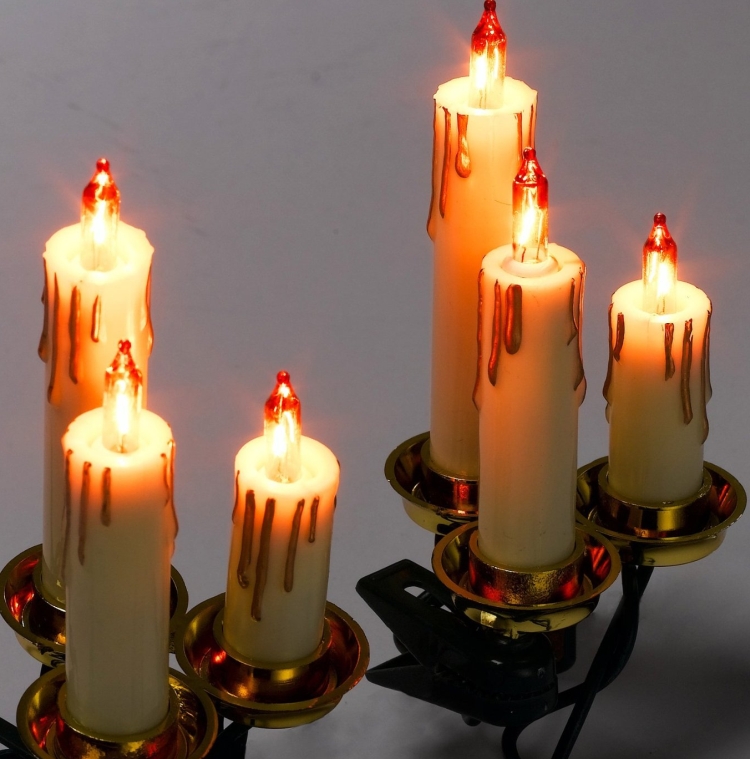 15-Light Triple Candle Light Set with Ivory Candle Shaft | Christmas