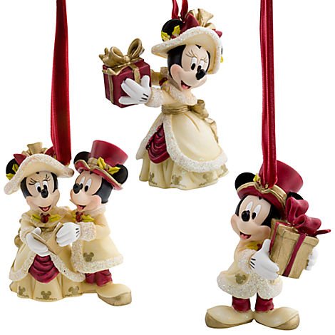 Minnie and Mickey Mouse Holiday Ornament Set