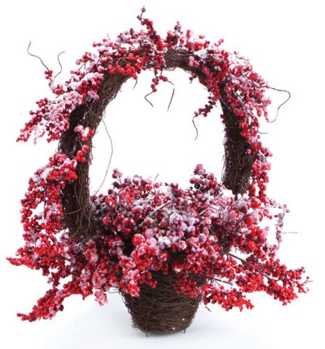Red Mixed Berry in Basket Christmas Centerpieces