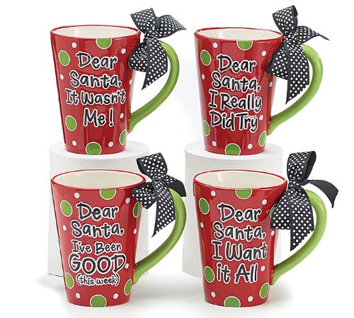 Set of 4 Dear Santa Coffee Mugs