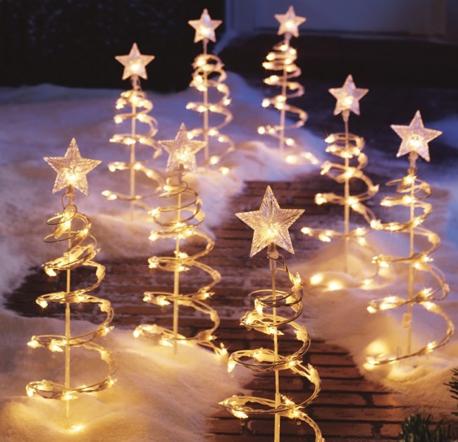 Lighted Spiral Tree Garden Stakes
