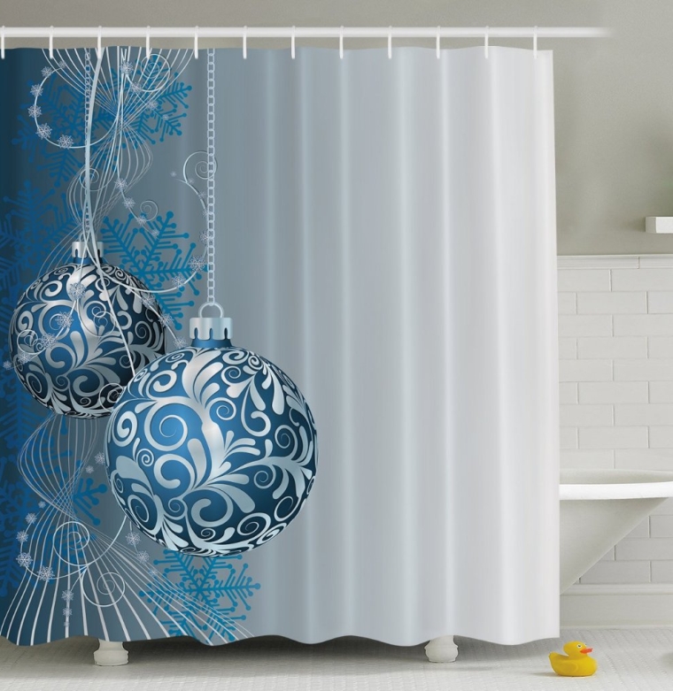 Holiday Christmas Ornaments Fabric Shower Curtain | Christmas