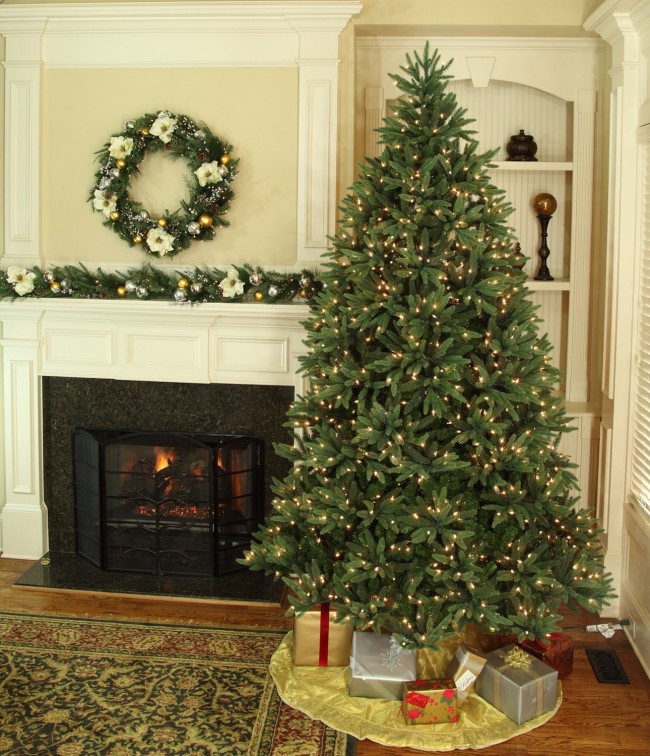 Noble Fir Prelit Tree - 14' Full Pre-lit Noble Fir Tree, 2800 Clear Lamps