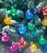 Solar Outdoor Tinsel Ornaments String Lights | Christmas
