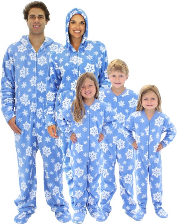 Snowflake Family Matching Fleece One Piece Footed Pajamas | Christmas