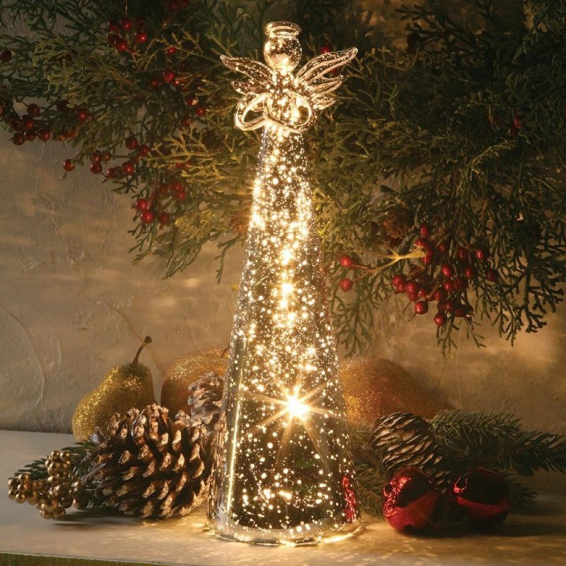 Lighted Mercury Glass Angel Christmas 