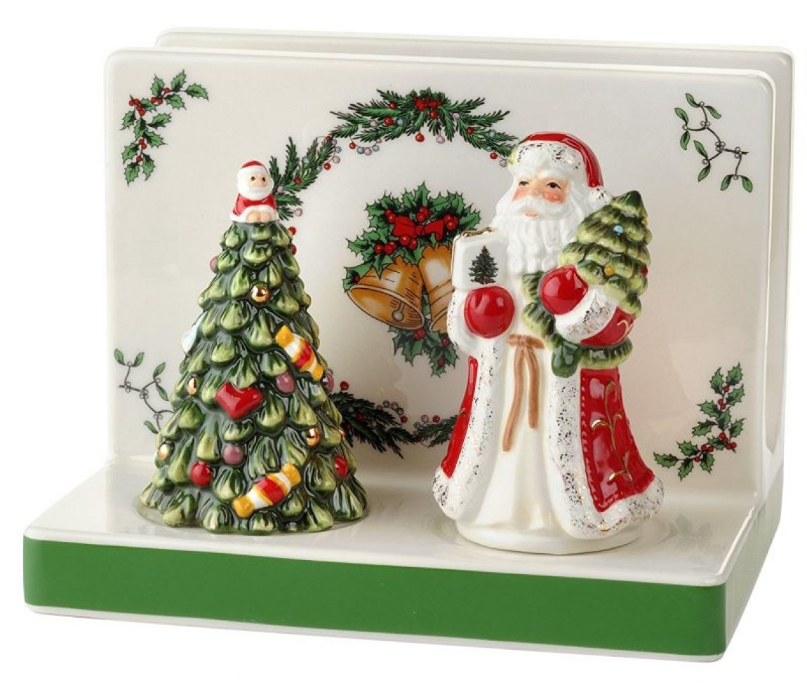 Spode Christmas Tree Napkin Holder with Salt & Pepper Set Christmas