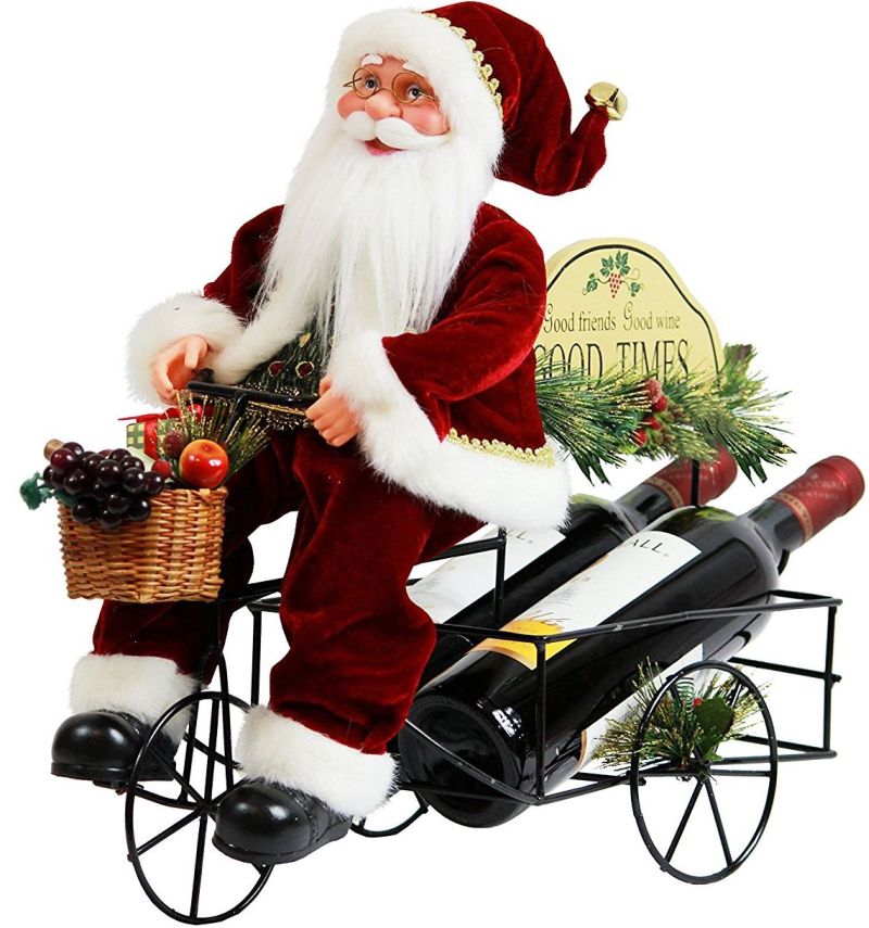 Wine rack wine holder Metal Tricycle Santa Claus Christmas Figurine Figure Decoration