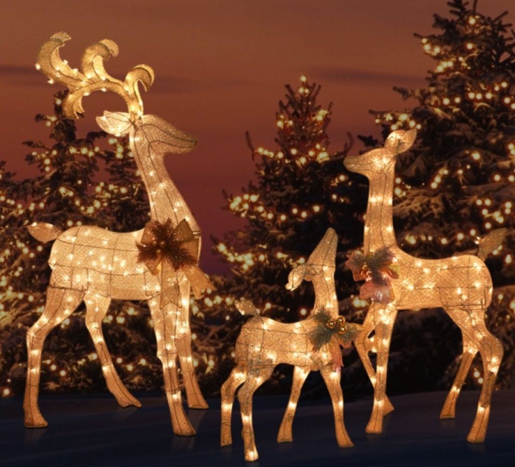 Outdoor Yard Lighted REINDEER FAMILY SET Christmas