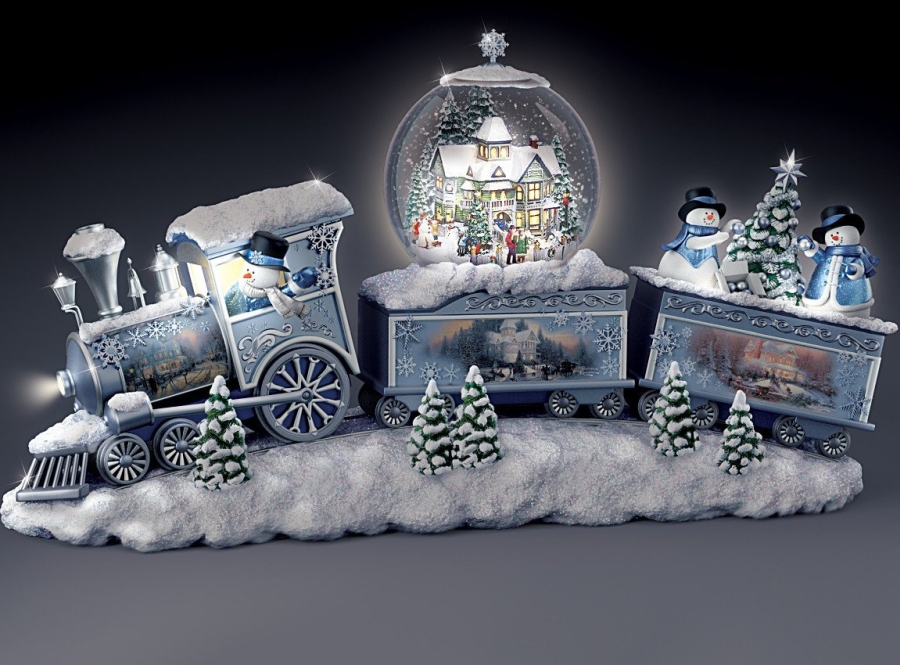 musical light up train snow globe