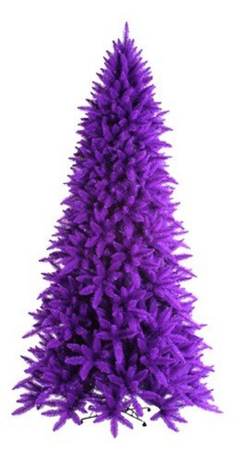 Pre-lit Slim Purple Ashley Spruce Christmas Tree With Clear And Purple 