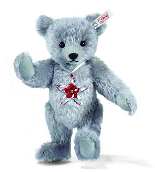 The Swarovski Teddy Bear Featuring the Swarovski Poinsettia Ornament