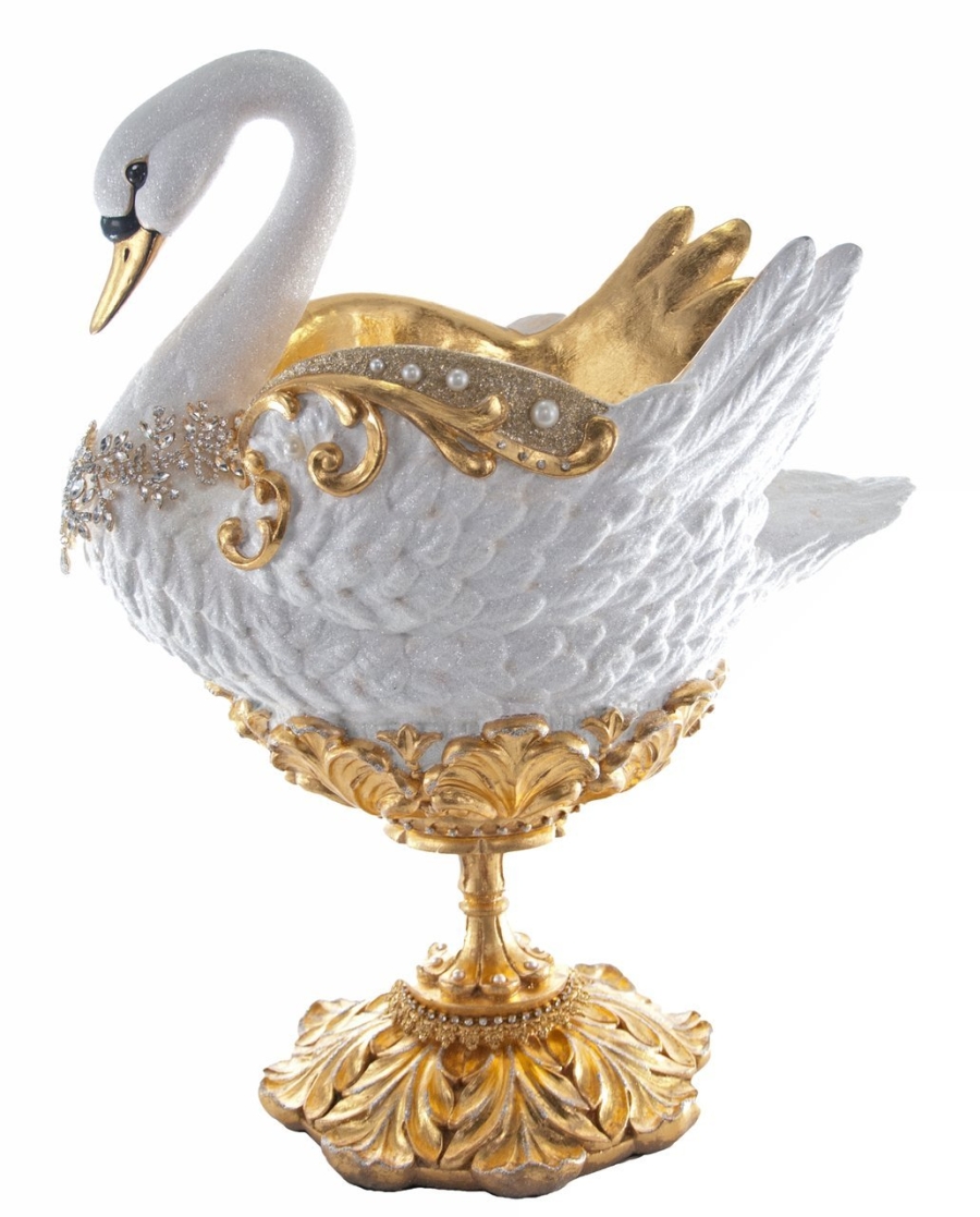 Katherine’s Collection Christmas Swan Floral Vase