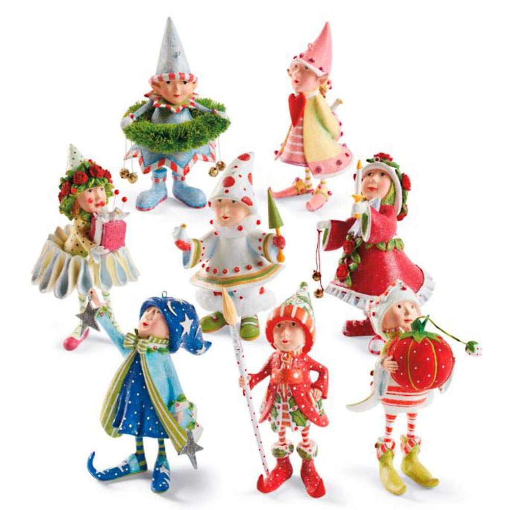 Patience Brewster 8 PC Christmas Dash Away Elves Elf Figural Ornament Set