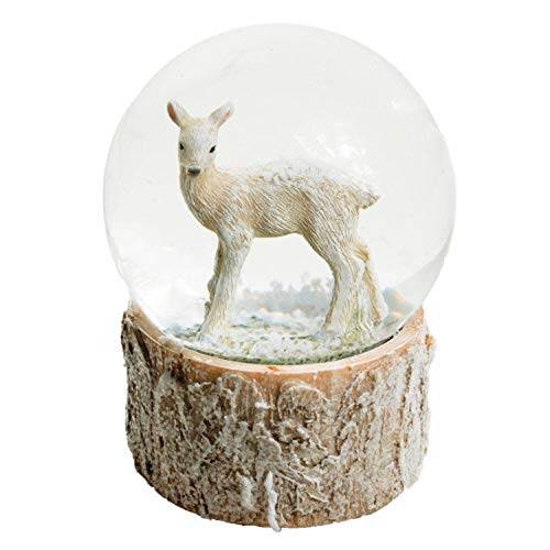 Baby Deer Water Globe with Faux Birch Base