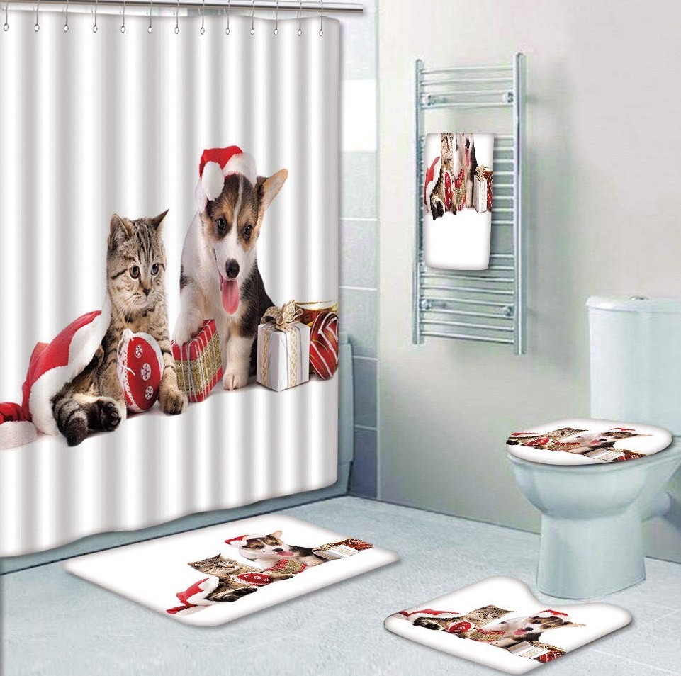 Bathroom 5 Piece Set Shower Curtain 3D Print
