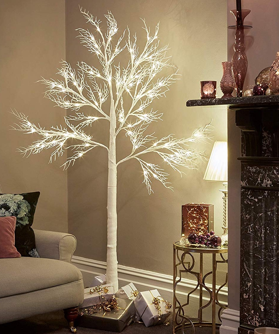 Christmas Deadwood White Twig Tree Pre Lit 120 LED with Warm White Lights