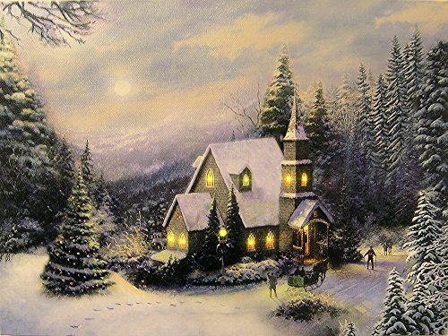 LED Holiday Christmas Canvas Church Print
